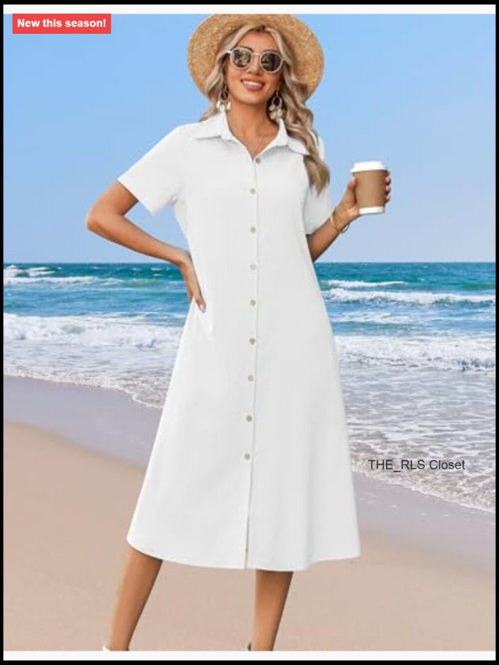 Button Down Shirt Dress A-Line Midi Sundress Short Sleeve Travel Cover Up - Picture 3 of 7